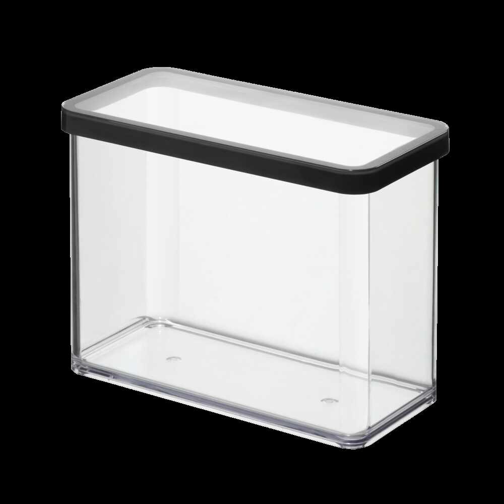 Cutie depozitare plastic rectangulara transparenta cu capac negru Rotho Loft 2.1 L