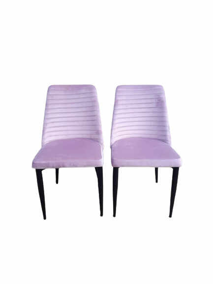 Set de 2 scaune tapitate Otto, catifea/ lemn, roz/ negru, 88 x 48 x 44 cm