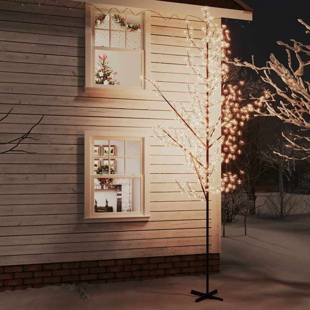 vidaXL Copac cu flori de cireș cu LED, 672 LED-uri alb calde, 400 cm