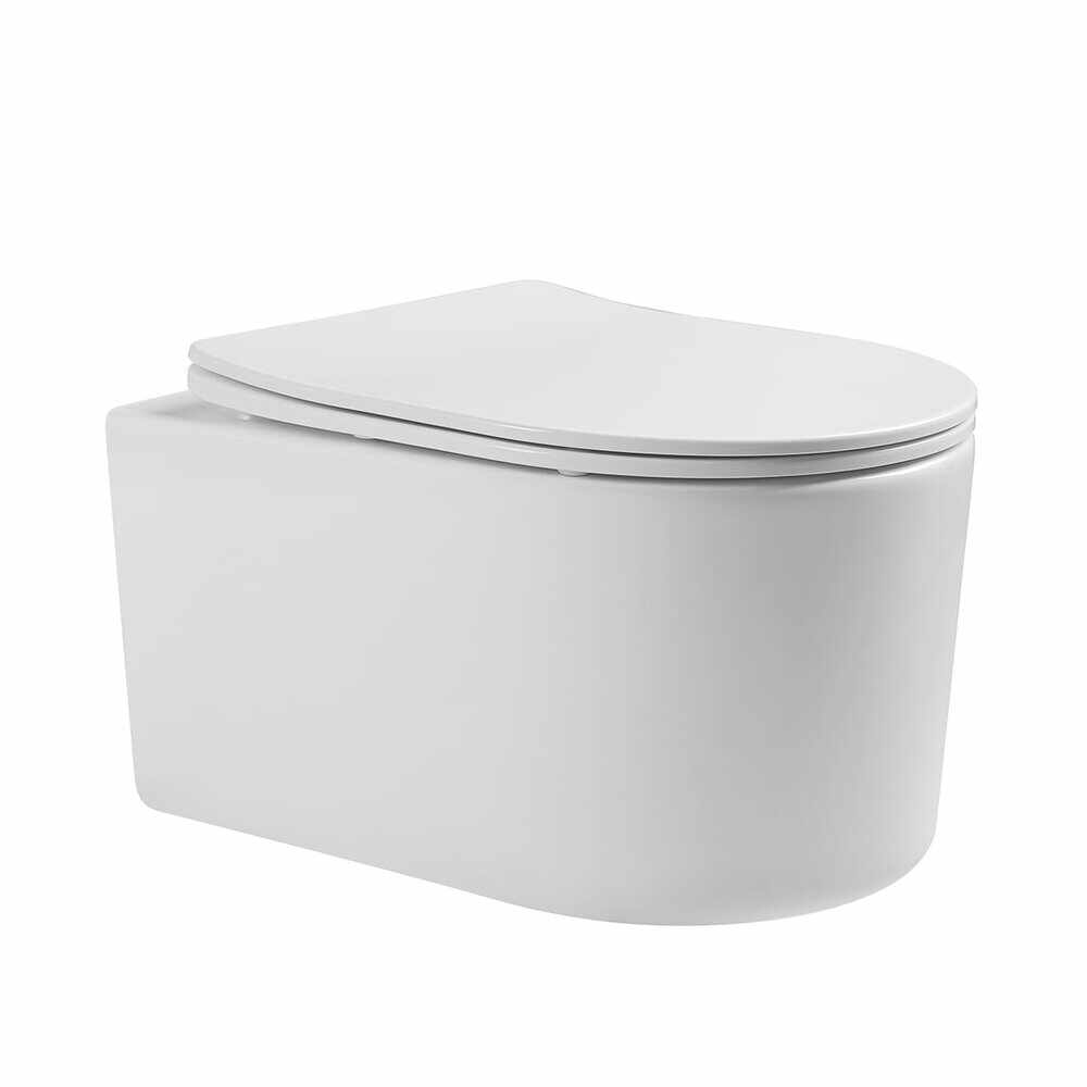 Set vas wc suspendat Massi Maxima Mini rimless cu capac softclose slim alb