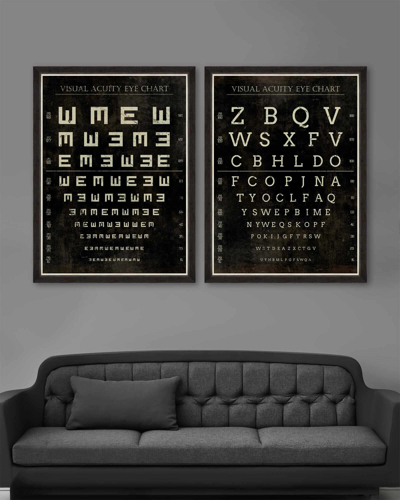 Tablou 2 piese Framed Art Visual Acuity Eye Chart I&II