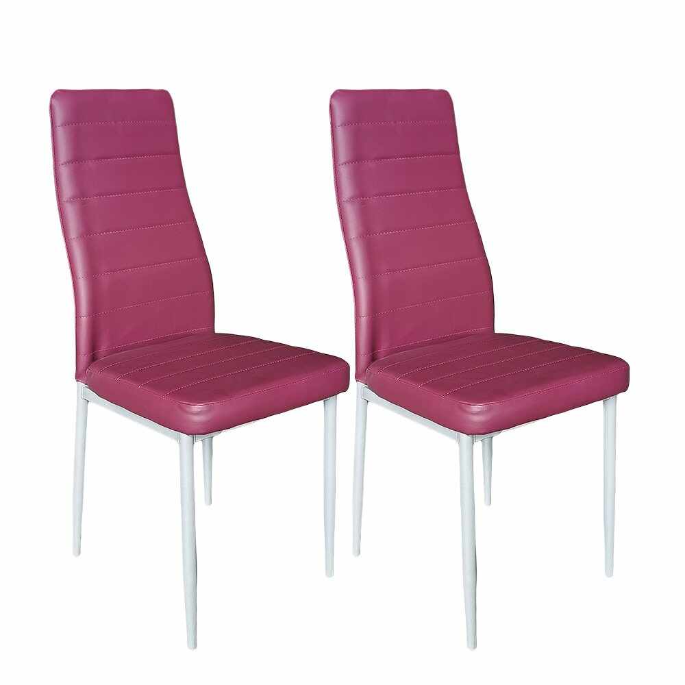 RESIGILAT - SET 2 scaune de bucatarie din piele eco si cadru metalic BUC 263 mov