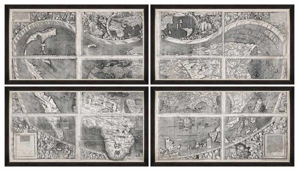 Tablou 4 piese Framed Art World Map 1507 