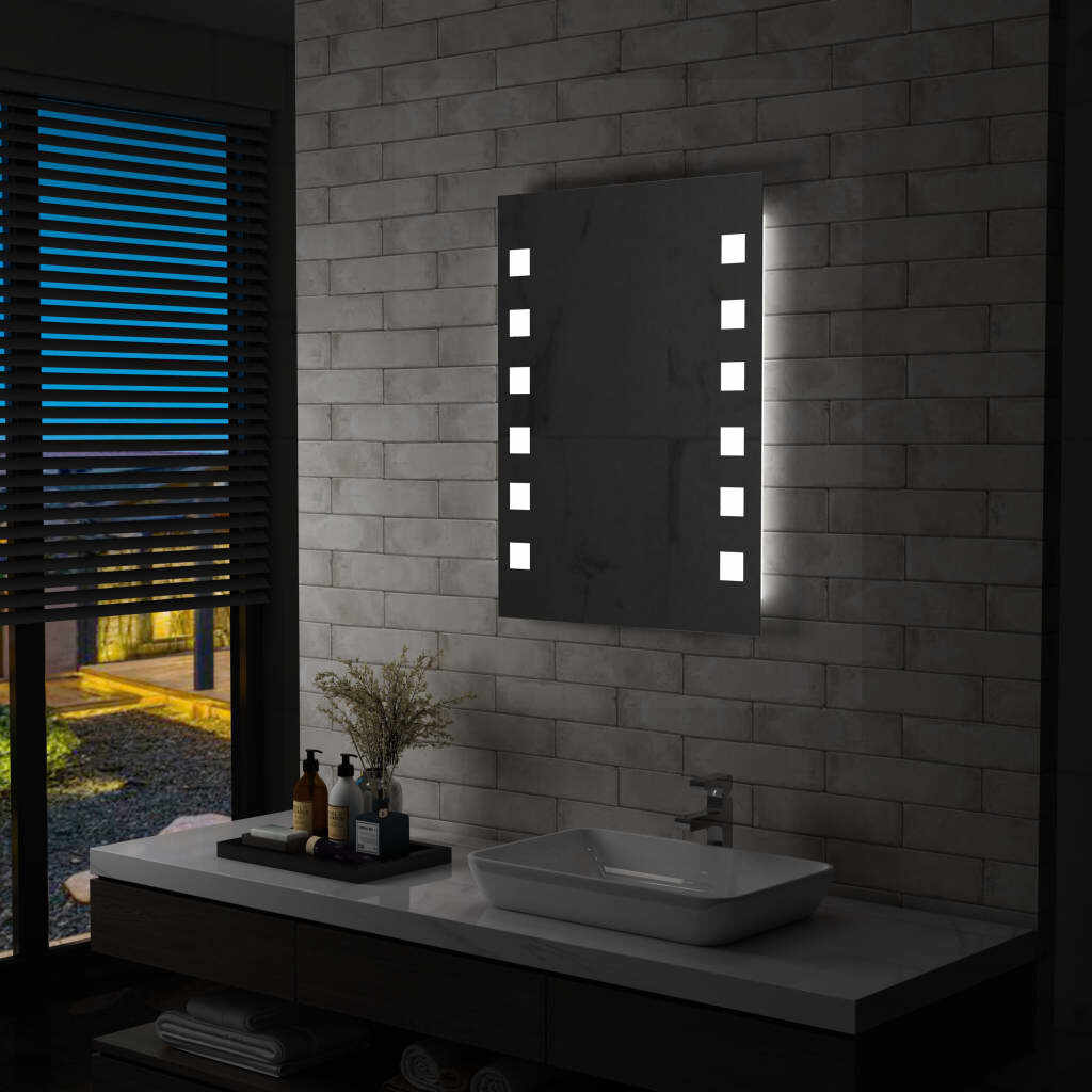 vidaXL Oglindă cu LED de perete pentru baie, 60 x 80 cm