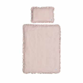 Lenjerie de pat din in pentru copii BELLAMY Dusty Pink, 100 x 135 cm, roz