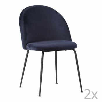 Set 2 scaune cu picioare negre House Nordic Geneve, albastru