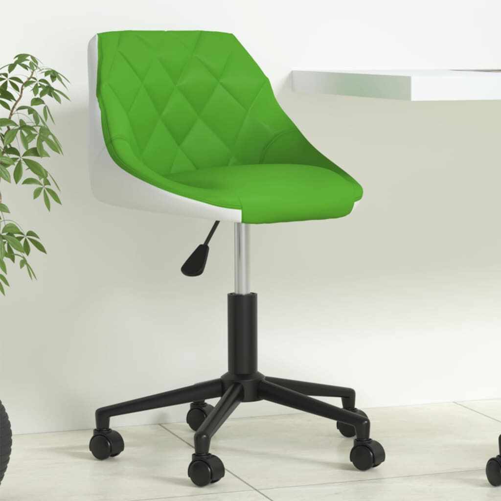 vidaXL Scaun de birou pivotant, verde și alb, piele ecologică