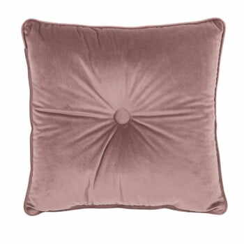 Pernă Tiseco Home Studio Velvet Button, 45 x 45 cm, roz pudră