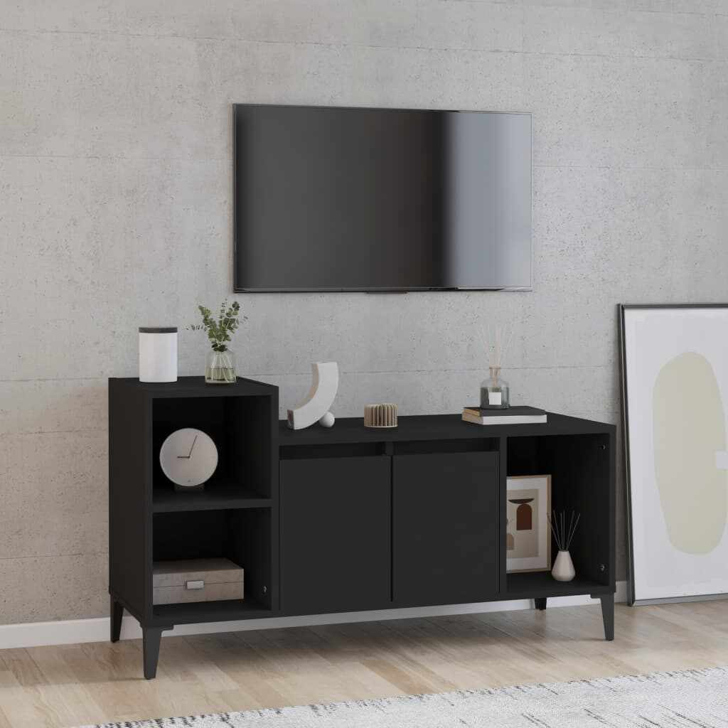 vidaXL Comodă TV, negru, 100x35x55 cm, lemn prelucrat