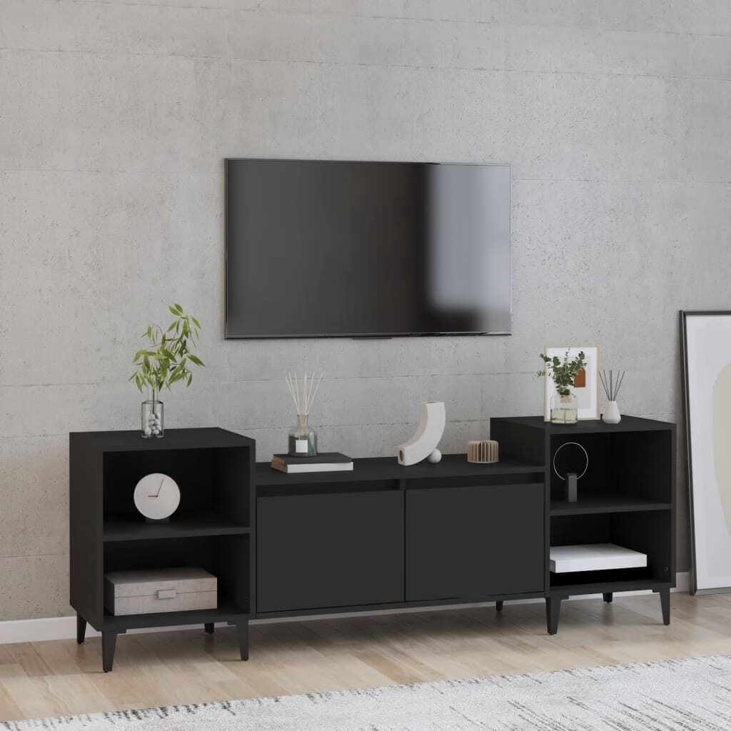 vidaXL Comodă TV, negru, 160x35x55 cm, lemn prelucrat