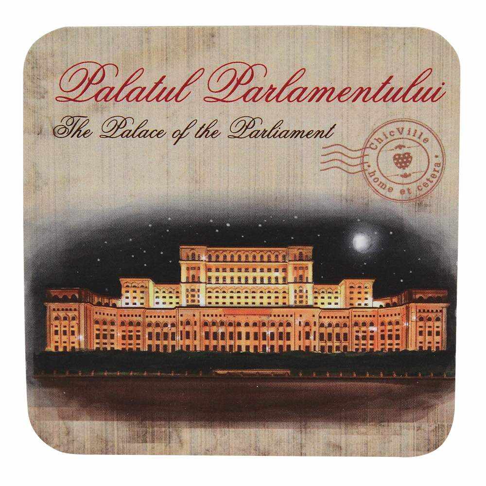 Suport pahar cu Palatul Parlamentului din carton presat