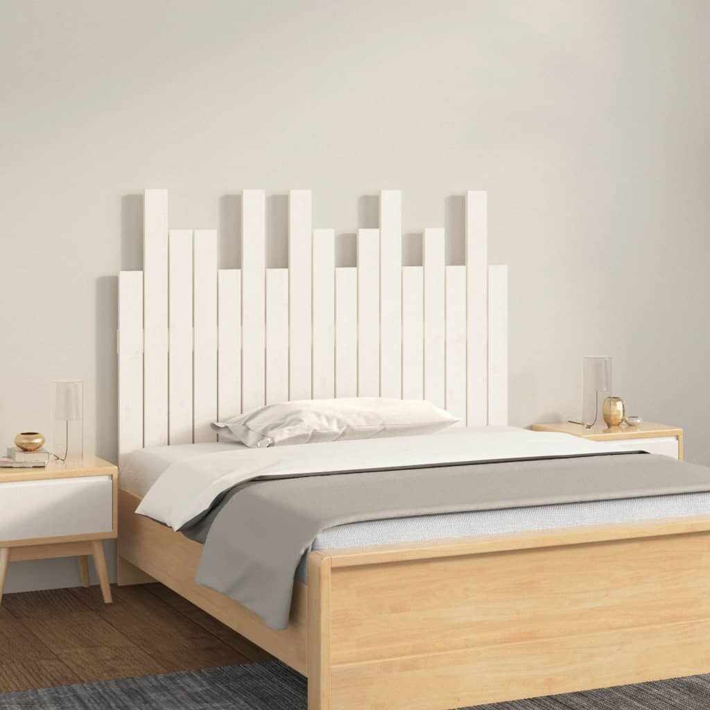 vidaXL Tăblie de pat pentru perete, alb, 108x3x80 cm, lemn masiv pin