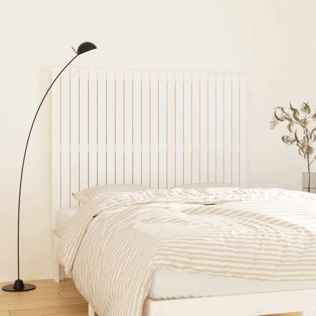 vidaXL Tăblie de pat pentru perete, alb, 146,5x3x110 cm lemn masiv pin