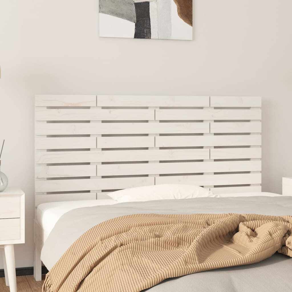 vidaXL Tăblie de pat pentru perete, alb, 146x3x63 cm, lemn masiv pin