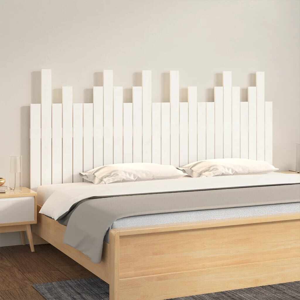 vidaXL Tăblie de pat pentru perete, alb, 166x3x80 cm, lemn masiv pin