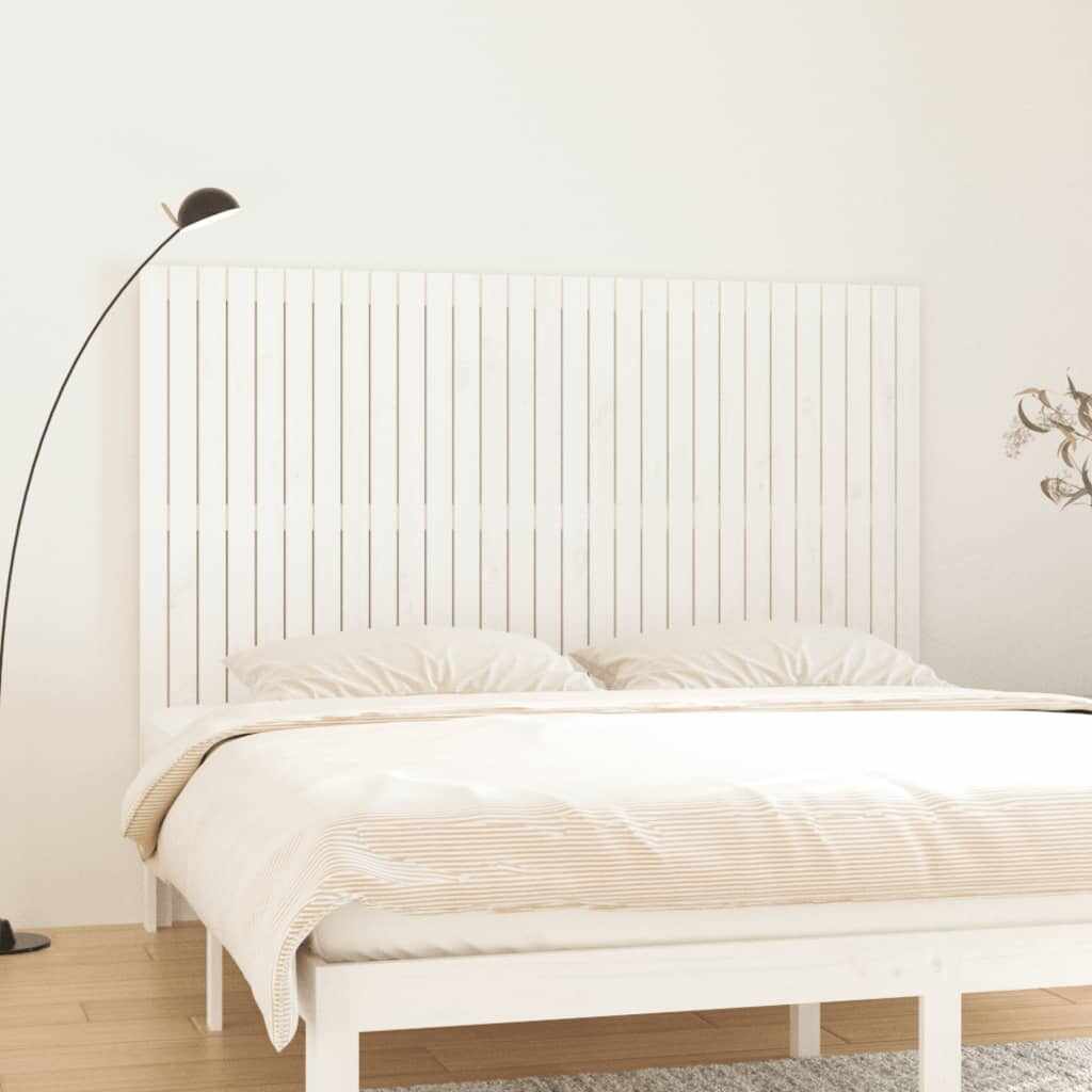 vidaXL Tăblie de pat pentru perete, alb, 185x3x110 cm, lemn masiv pin