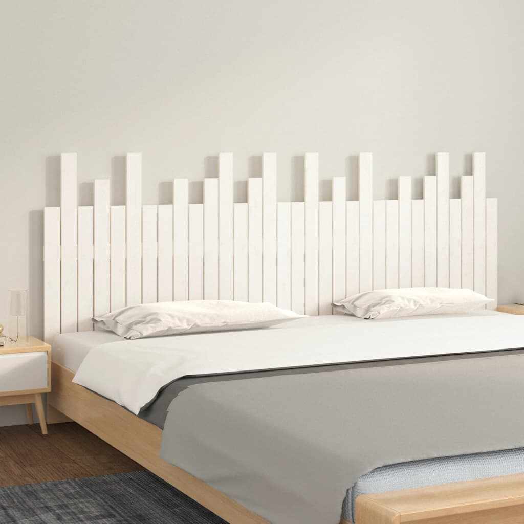 vidaXL Tăblie de pat pentru perete, alb, 204x3x80 cm, lemn masiv pin