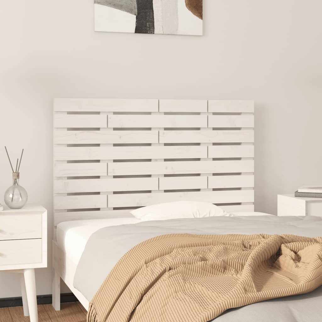 vidaXL Tăblie de pat pentru perete, alb, 96x3x63 cm, lemn masiv pin