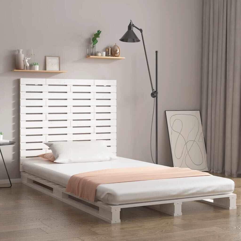 vidaXL Tăblie de pat pentru perete, alb, 106x3x91,5 cm, lemn masiv pin