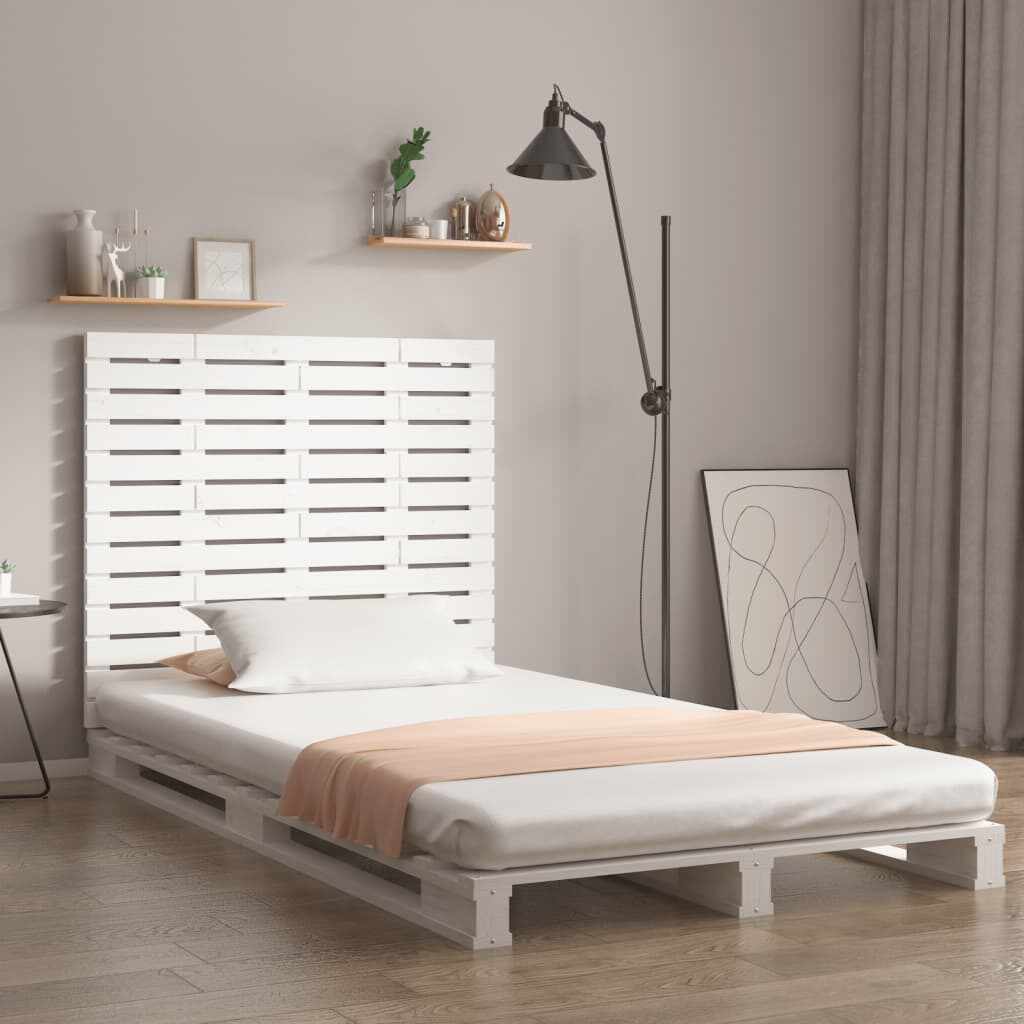 vidaXL Tăblie de pat pentru perete, alb, 126x3x91,5 cm, lemn masiv pin