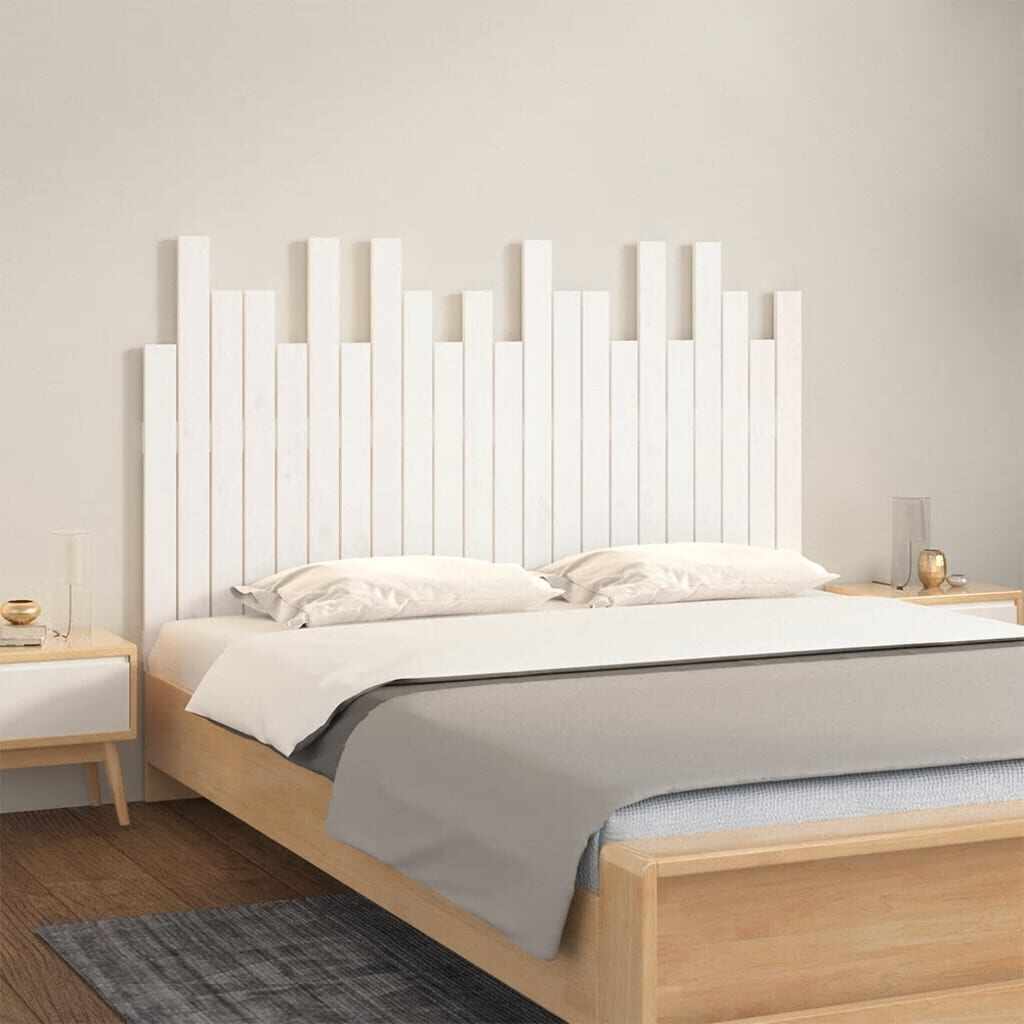 vidaXL Tăblie de pat pentru perete, alb, 140x3x80 cm, lemn masiv pin
