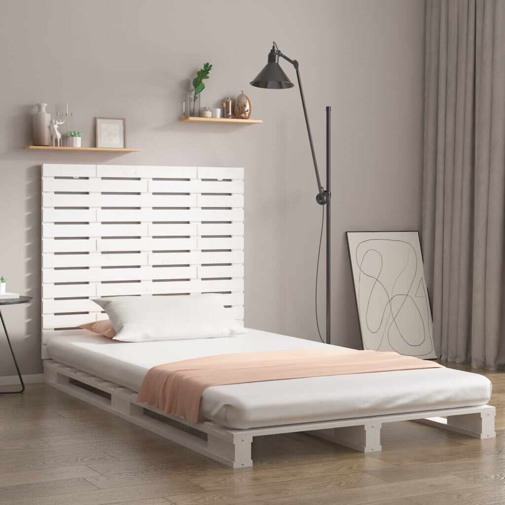 vidaXL Tăblie de pat pentru perete, alb, 141x3x91,5 cm, lemn masiv pin