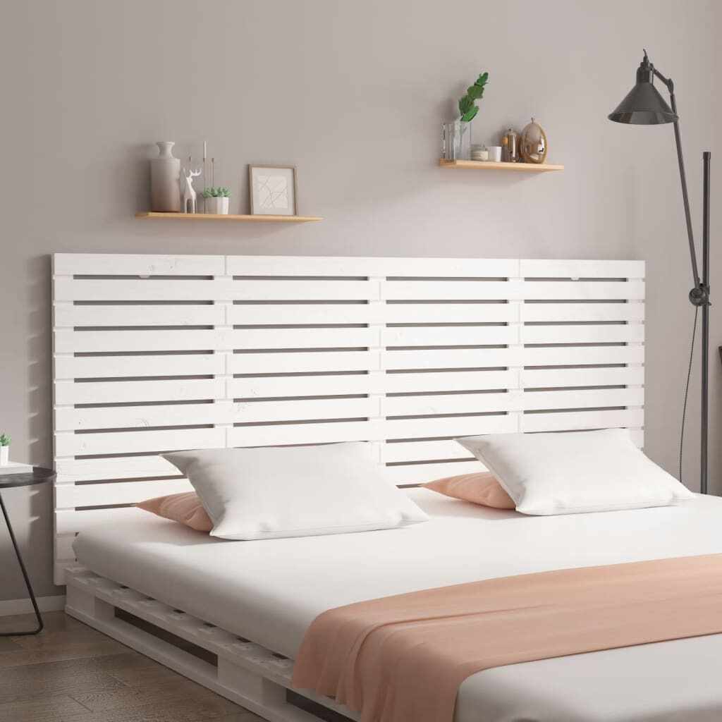 vidaXL Tăblie de pat pentru perete, alb, 186x3x91,5 cm, lemn masiv pin