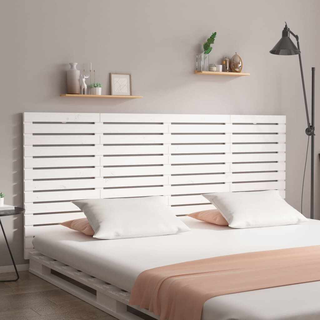 vidaXL Tăblie de pat pentru perete, alb, 206x3x91,5 cm, lemn masiv pin