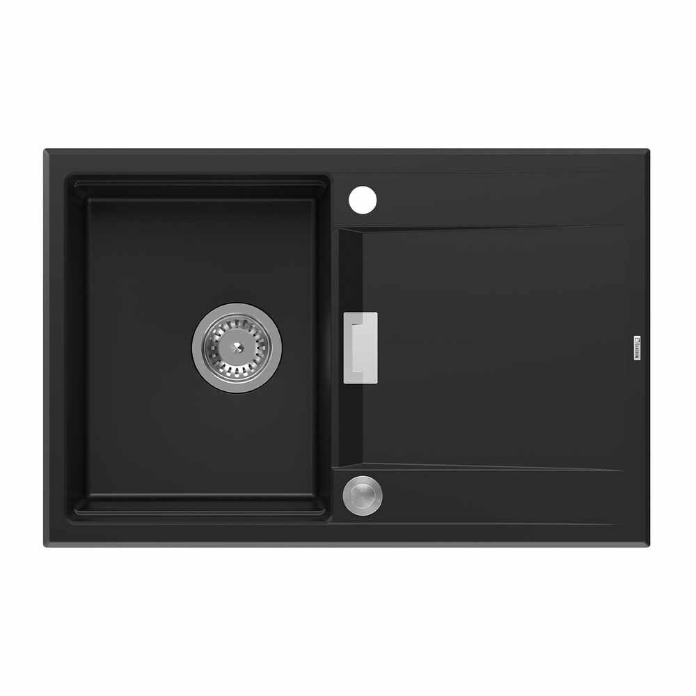 Chiuveta compozit Quadron Unique Oven negru carbon - inox 76x50 cm