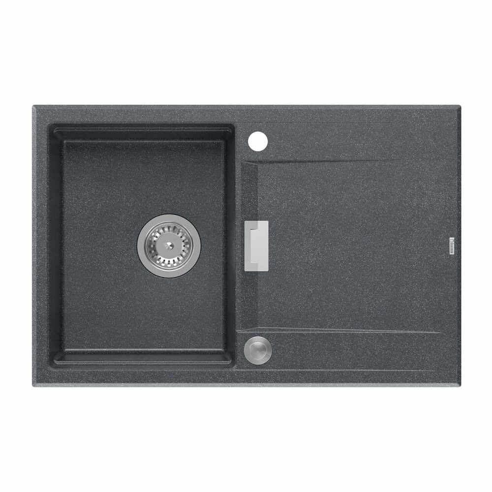 Chiuveta compozit Quadron Unique Oven negru diamant - inox 76x50 cm