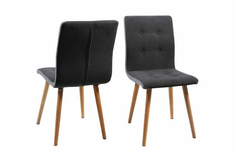 Set 2 scaune din lemn tapitate Frida Dark&Light Grey