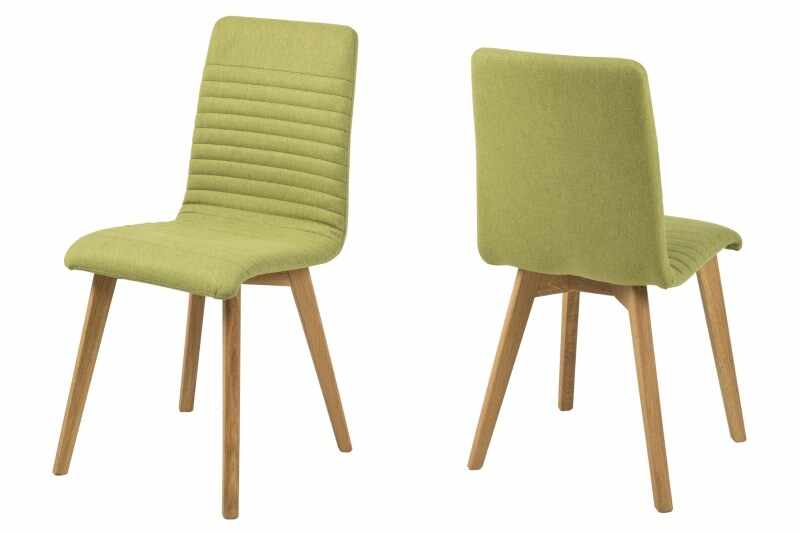 Set 2 scaune tapitate cu stofa si picioare din lemn Arosa Green, l42xA43xH90 cm