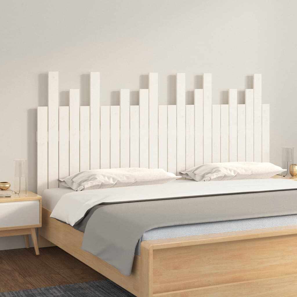vidaXL Tăblie de pat pentru perete, alb, 159,5x3x80 cm lemn masiv pin