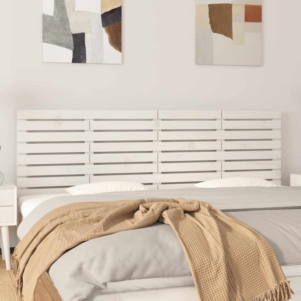 vidaXL Tăblie de pat pentru perete, alb, 186x3x63 cm, lemn masiv pin