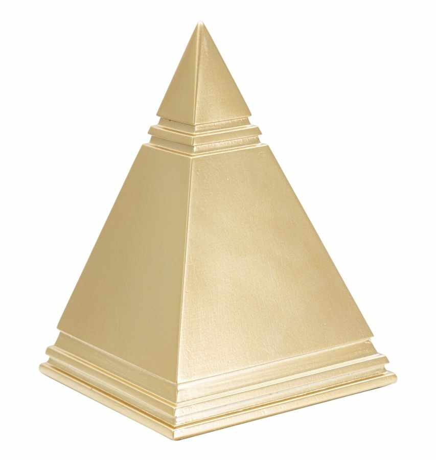 Decoratiune din polirasina Piramide Auriu, L11,5xl11,5xH15,5 cm