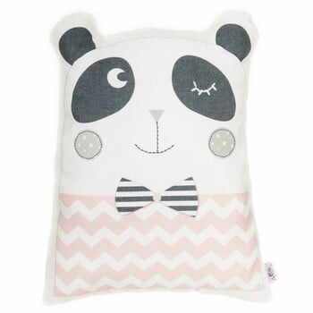 Pernă din amestec de bumbac pentru copii Apolena Pillow Toy Panda, 25 x 36 cm, roz