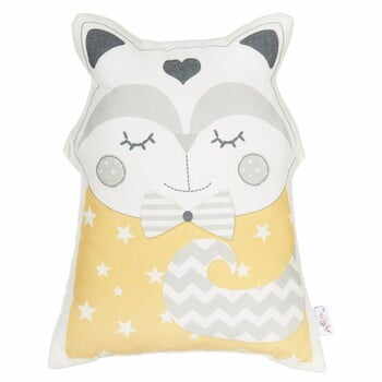 Pernă din amestec de bumbac pentru copii Apolena Pillow Toy Smart Cat, 23 x 33 cm, galben