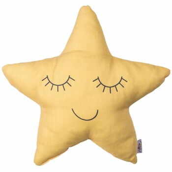 Pernă din amestec de bumbac pentru copii Apolena Pillow Toy Star, 35 x 35 cm, galben
