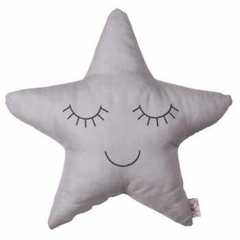 Pernă din amestec de bumbac pentru copii Apolena Pillow Toy Star, 35 x 35 cm, gri
