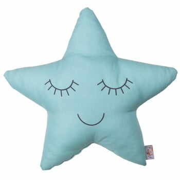 Pernă din amestec de bumbac pentru copii Apolena Pillow Toy Star, 35 x 35 cm, turcoaz