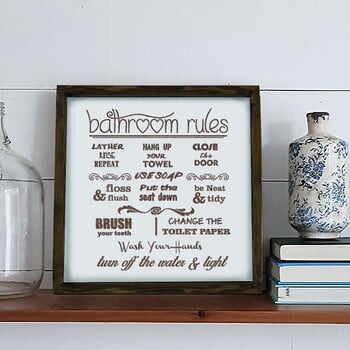 Tablou Bathroom Rules, 34 x 34 cm
