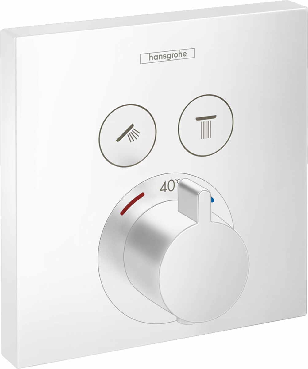Baterie cada - dus termostatata Hansgrohe ShowerSelect cu montaj incastrat necesita corp ingropat alb mat