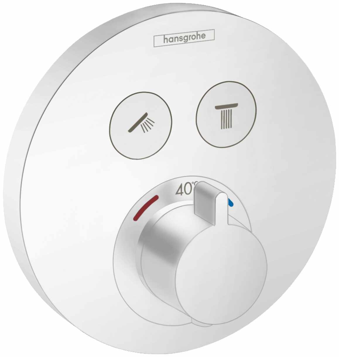 Baterie cada - dus termostatata Hansgrohe ShowerSelect S cu montaj incastrat necesita corp ingropat alb mat