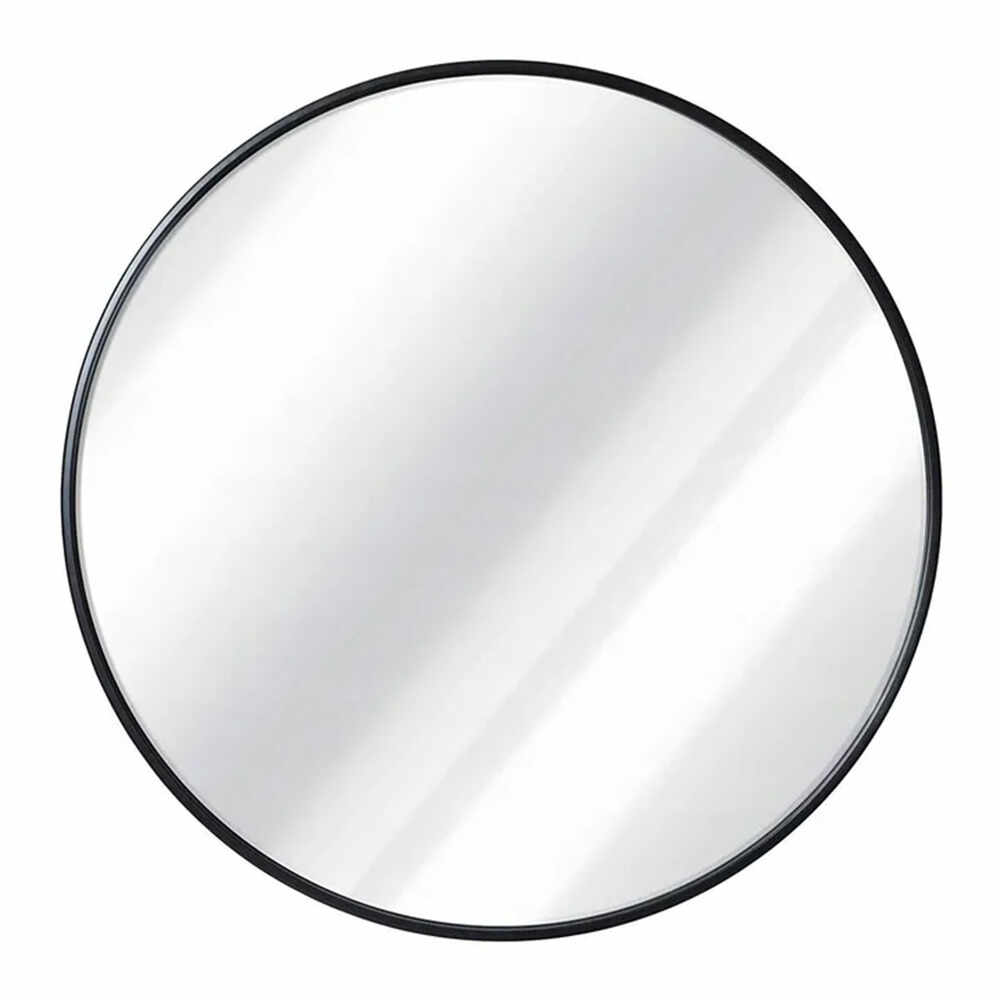 Oglinda rotunda Rea Loft rama subtire metalica neagra 50 cm