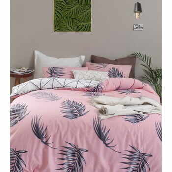 Lenjerie de pat din bumbac ranforce pentru pat de 1 persoană Mijolnir Barbara Pink, 140 x 200 cm