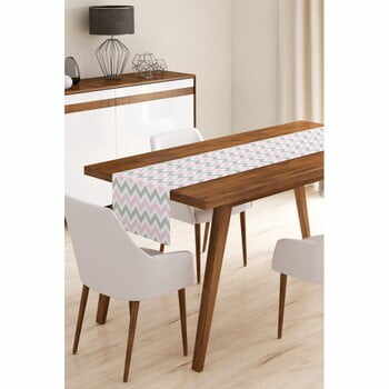 Napron din microfibră pentru masă Minimalist Cushion Covers Pinky Grey Stripes, 45 x 145 cm