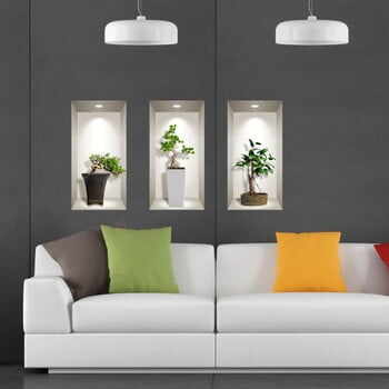 Set 3 autocolante 3D pentru perete Ambiance Bonsai Plants