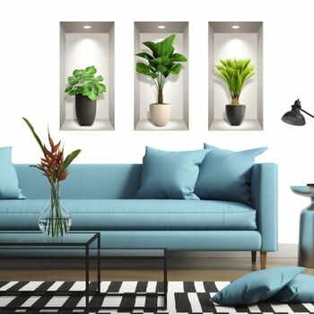 Set 3 autocolante 3D pentru perete Ambiance Tropical Plants