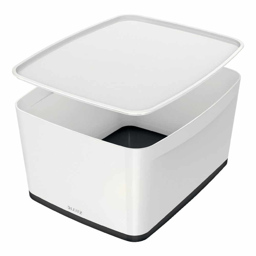 Cutie de depozitare din plastic alb-negru cu capac MyBox - Leitz