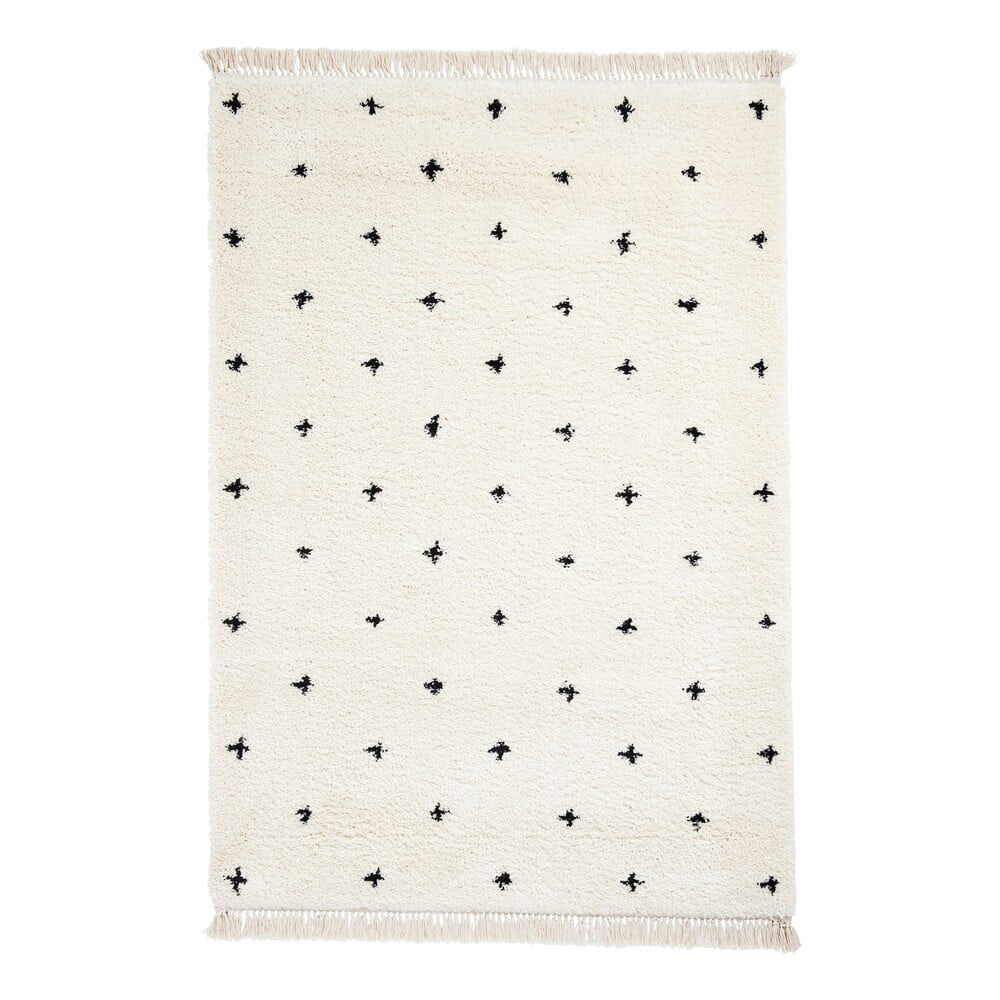 Covor Think Rugs Boho Dots, 160 x 220 cm, alb-negru